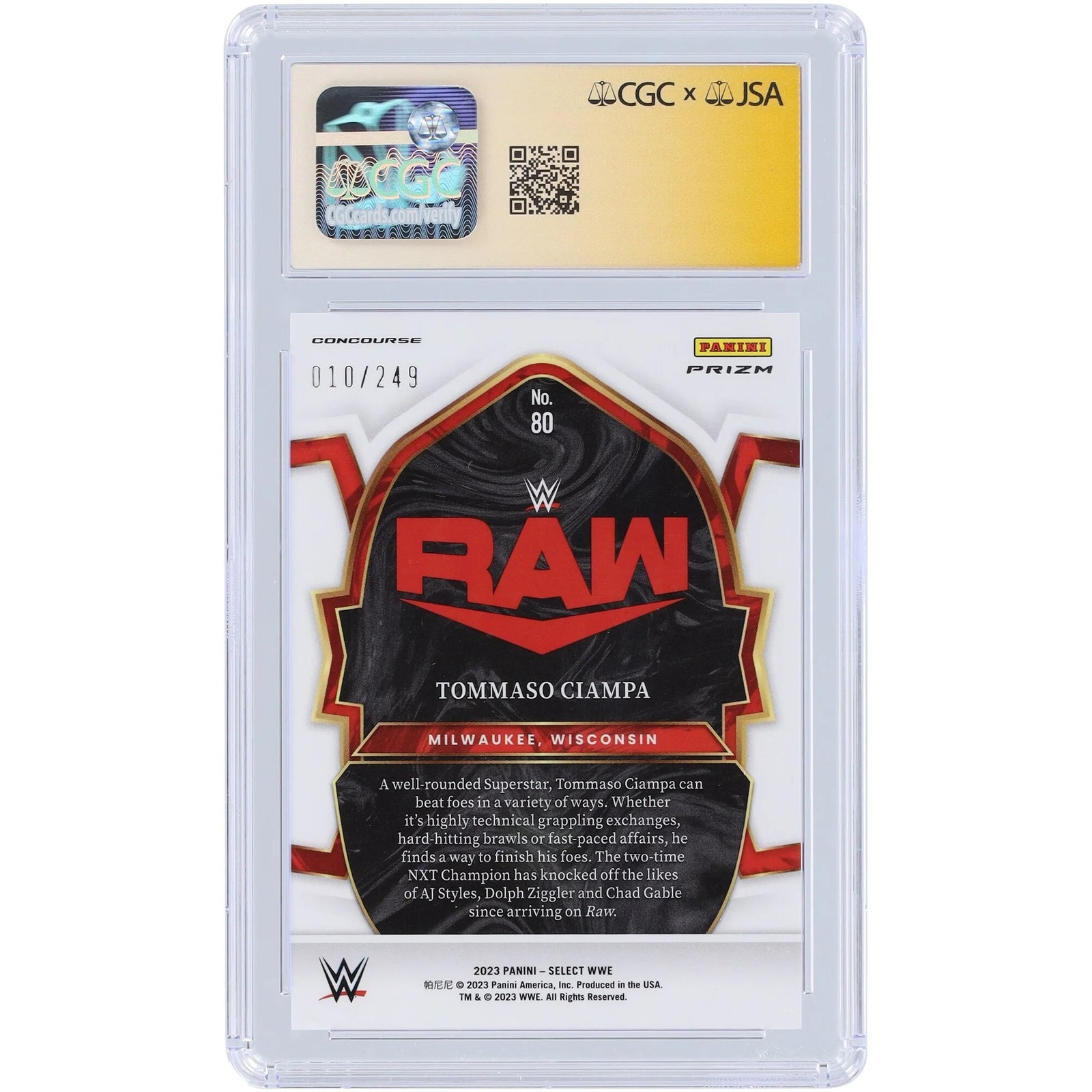 Tommaso Ciampa Signed 2023 Panini Select Light Blue Prizm #80 | CGC Authenticated