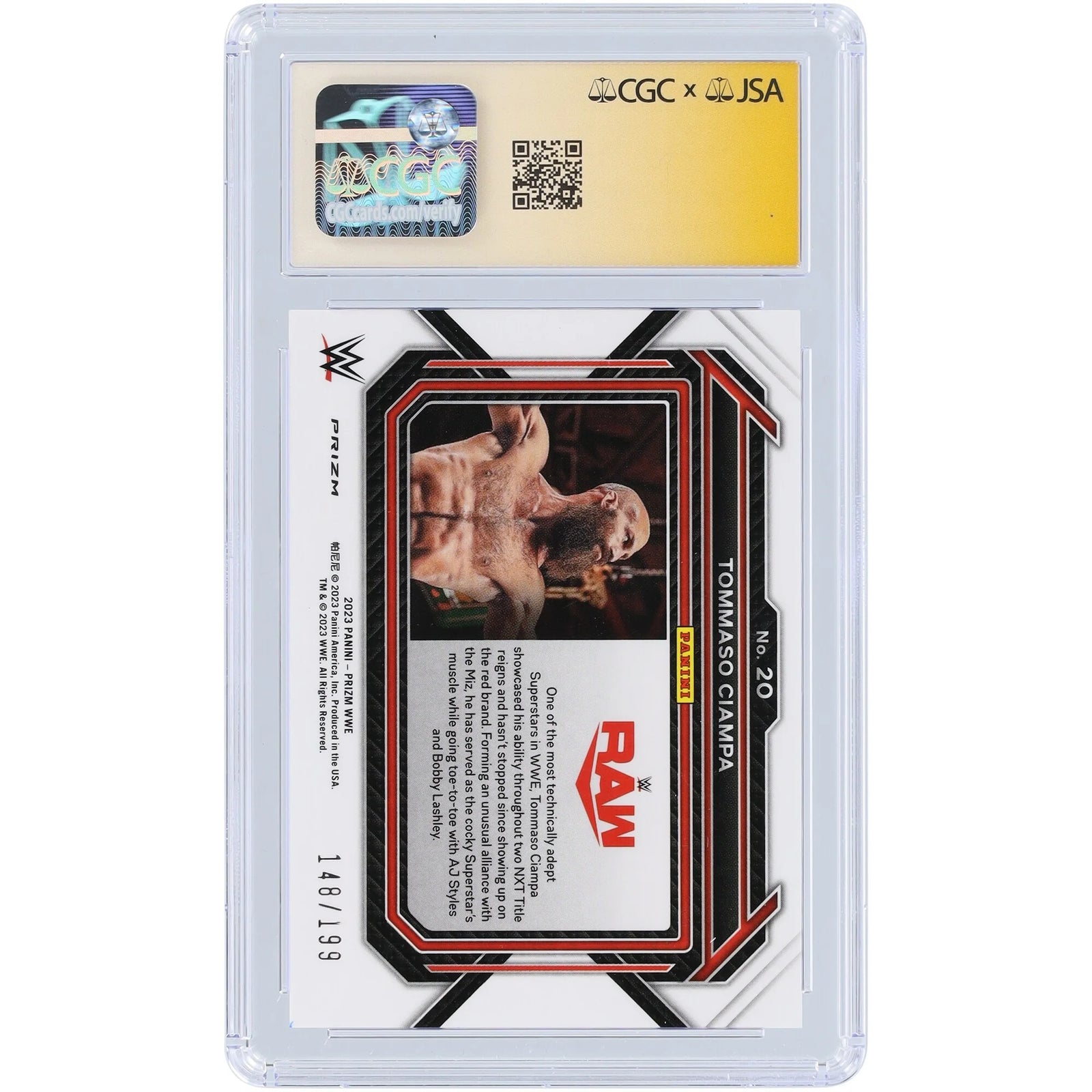Tommaso Ciampa Signed 2023 Panini Prizm Blue Prizm #20 | #/199 CGC Authenticated