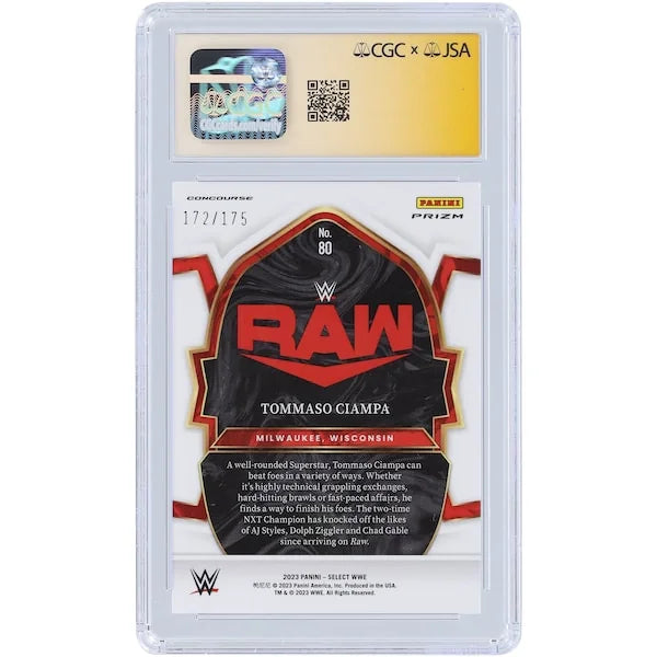 Tommaso Ciampa Signed 2023 Panini Select Red Prizm #80 | #/175 CGC Authenticated