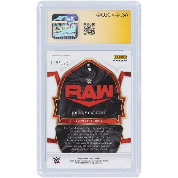 Johnny Gargano Signed 2023 Panini Select White Prizm #78 | #/125 CGC