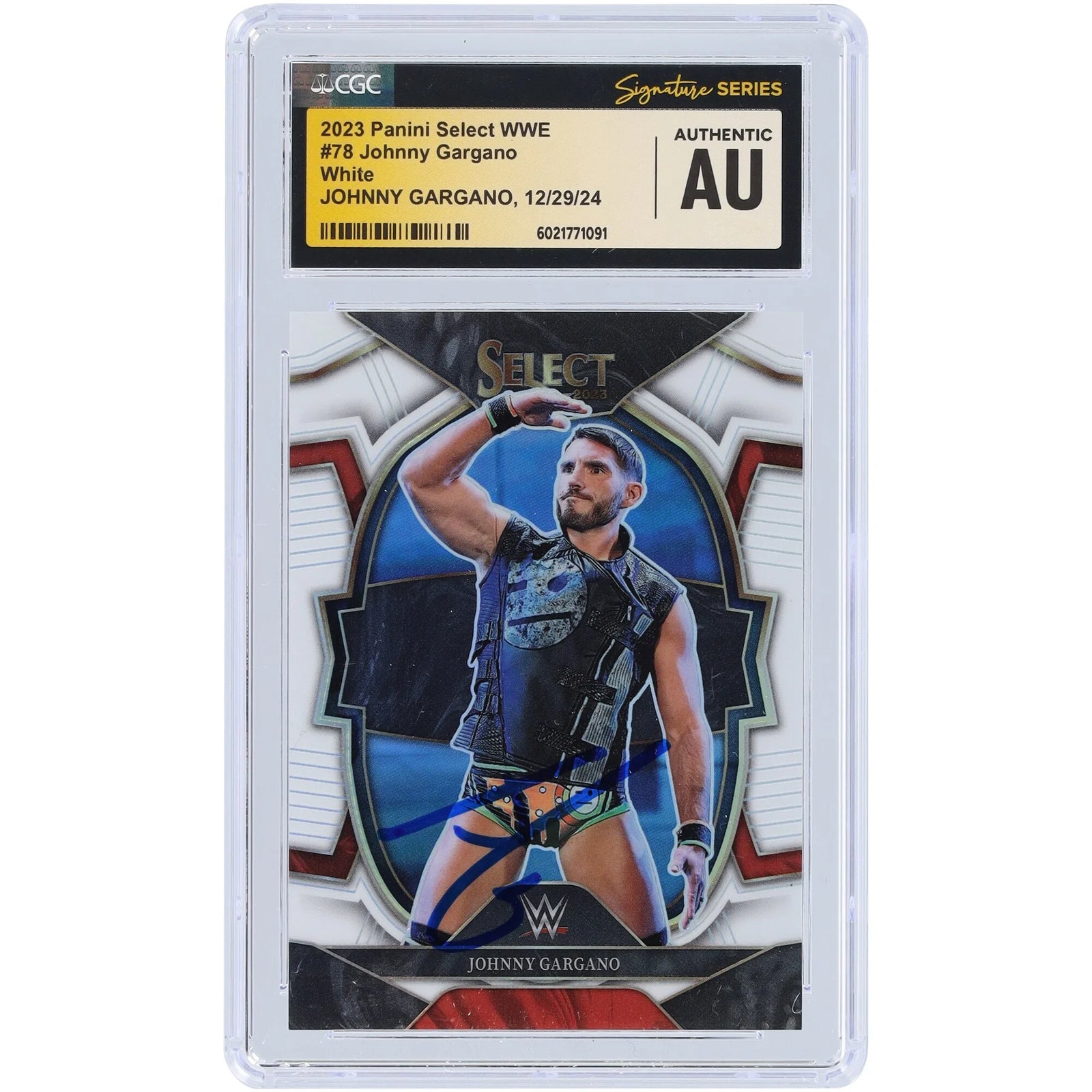 Johnny Gargano Signed 2023 Panini Select White Prizm #78 | #/125 CGC