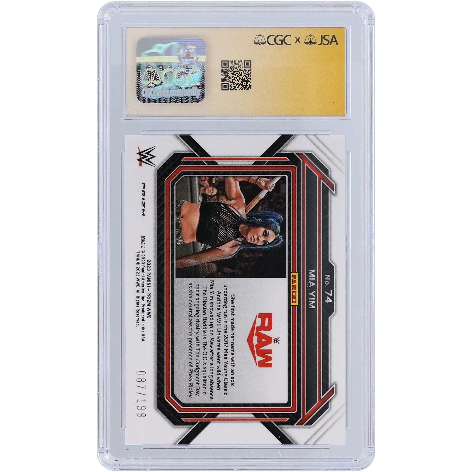 Mia Yim Signed 2023 Panini Prizm Blue Prizm #74 Card | #/199