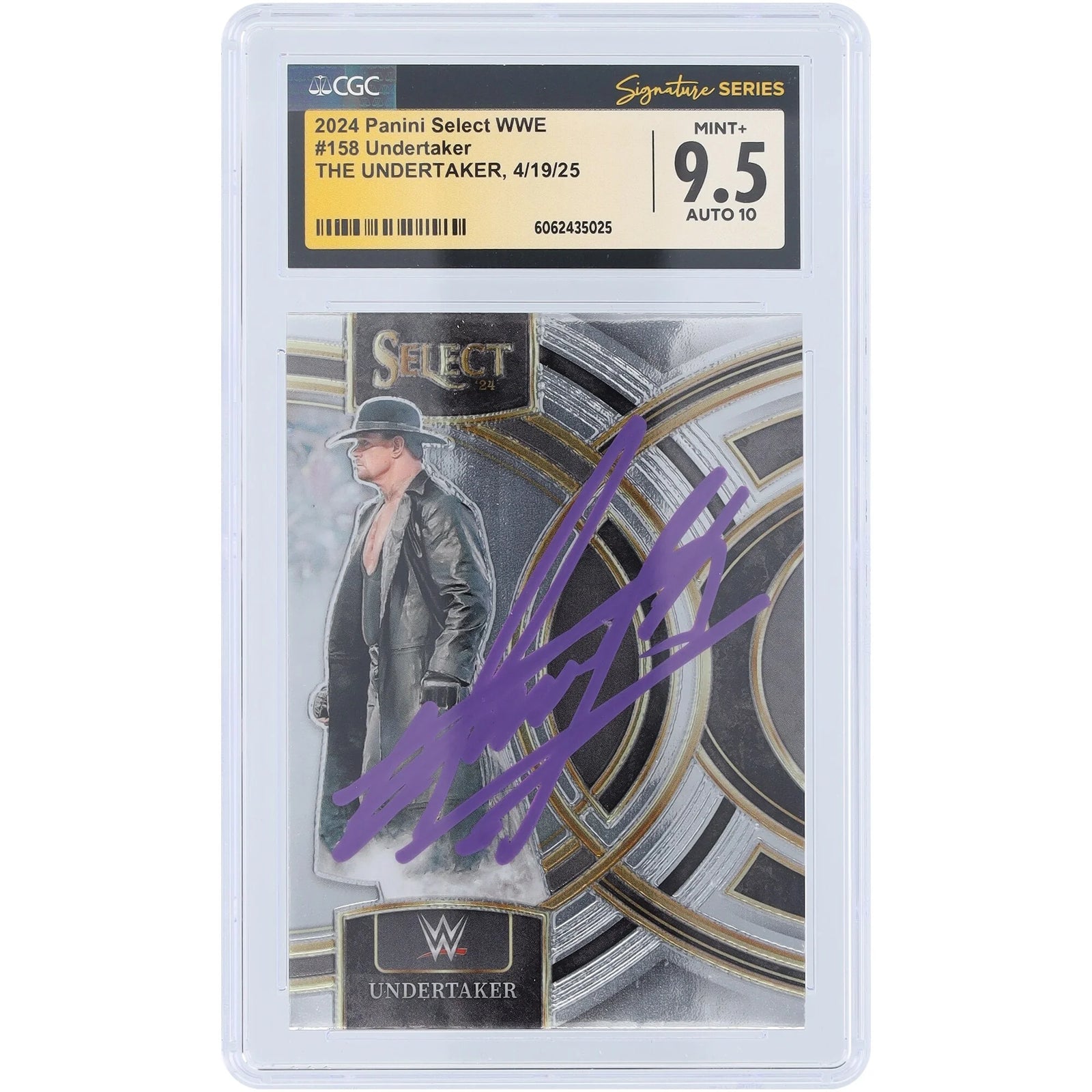 The Undertaker Signed 2024 Panini Select Purple Ink #158 | CGC 9.5