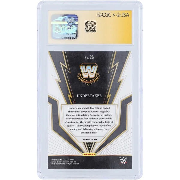 The Undertaker WWE Autographed 2024 Panini Select Turbo Charged Purple Ink #26 CGC Fanatics Witnessed Authenticated Card - F2