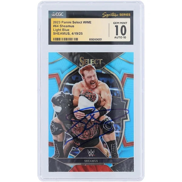 Sheamus Signed 2023 Panini Select Light Blue Prizm #64 | CGC 10