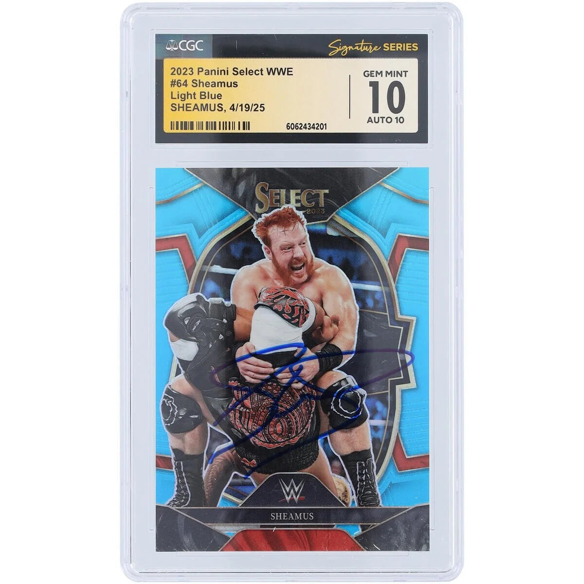Sheamus Signed 2023 Panini Select Light Blue Prizm #64 | CGC 10