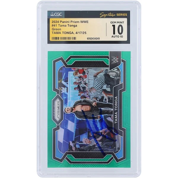 Tama Tonga Signed 2024 Panini Prizm Green Prizm #41 | CGC 10