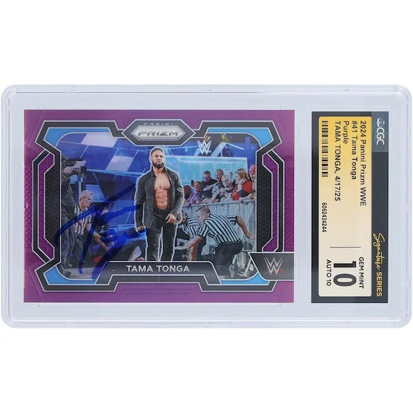 Tama Tonga Signed 2024 Panini Prizm Purple #41 | CGC 10/10