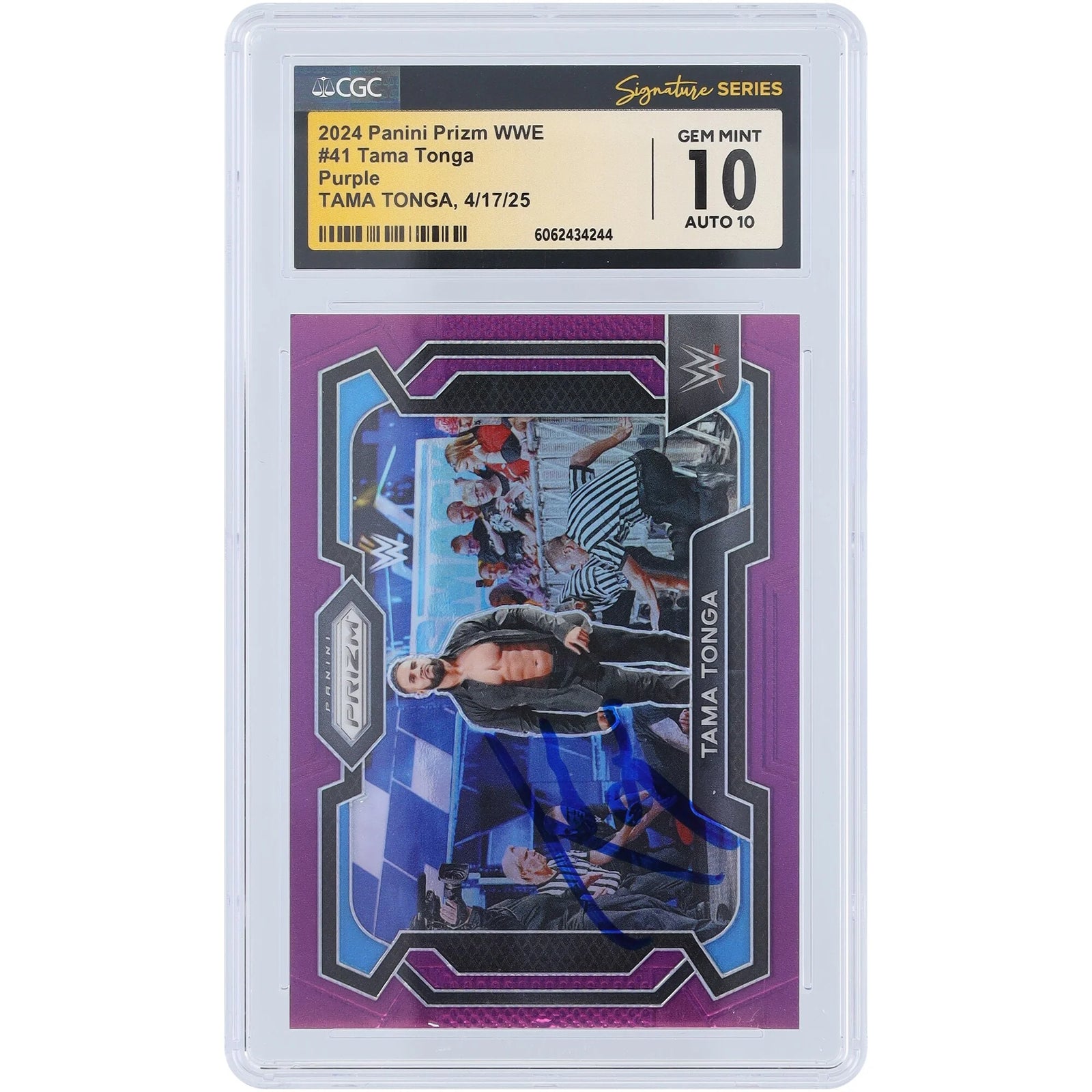 Tama Tonga Signed 2024 Panini Prizm Purple #41 | CGC 10/10