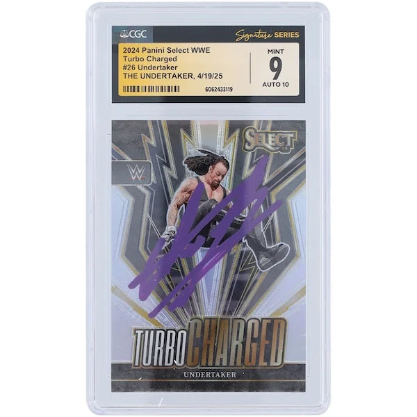 The Undertaker Signed 2024 Panini Select Turbo Charged Purple Ink #26 | CGC 9