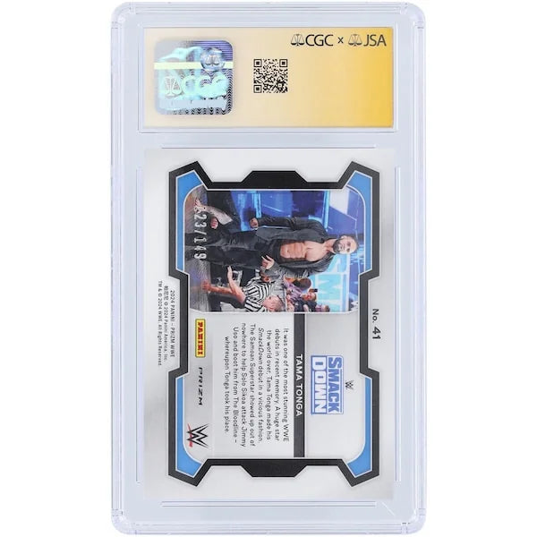 Tama Tonga Signed 2024 Panini Prizm Purple #41 | Graded 9.5