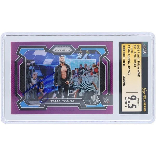 Tama Tonga Signed 2024 Panini Prizm Purple #41 | Graded 9.5