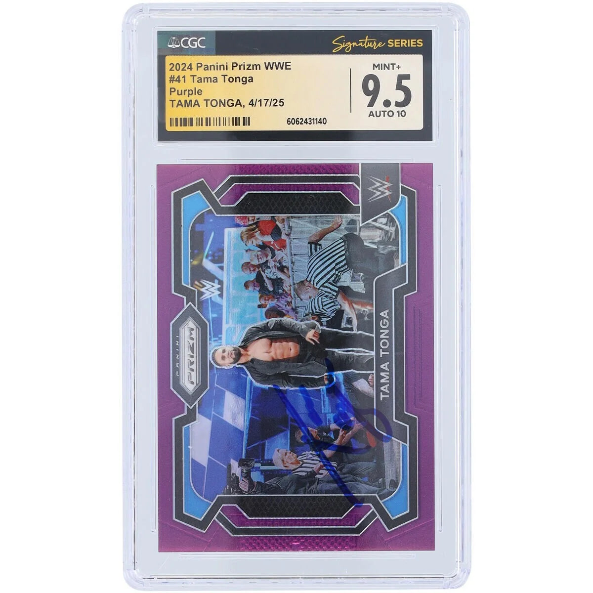 Tama Tonga Signed 2024 Panini Prizm Purple #41 | Graded 9.5