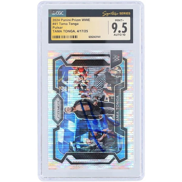 Tama Tonga Signed 2024 Panini Prizm Pulsar #41 | Graded 9.5