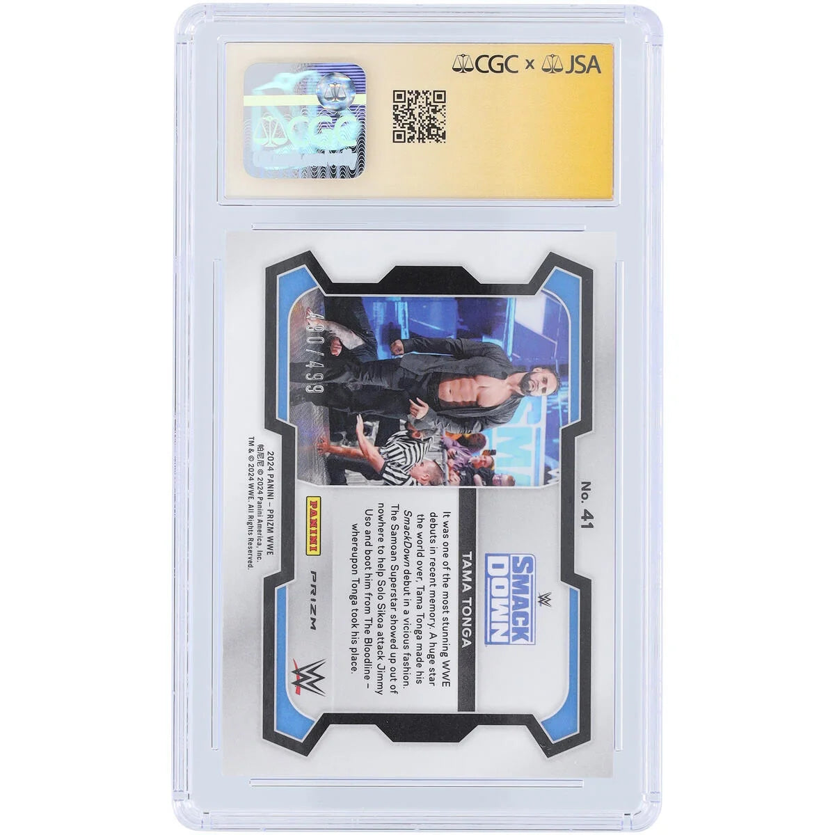 Tama Tonga Signed 2024 Panini Prizm Pulsar #41 | Graded 9.5
