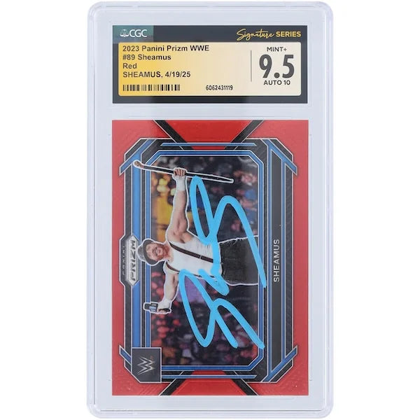Sheamus Signed 2023 Panini Prizm Red Prizm Card #89 | Graded 9.5