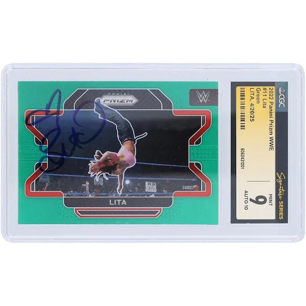 Lita Signed 2022 Panini Prizm Green Prizm #11 | CGC 9
