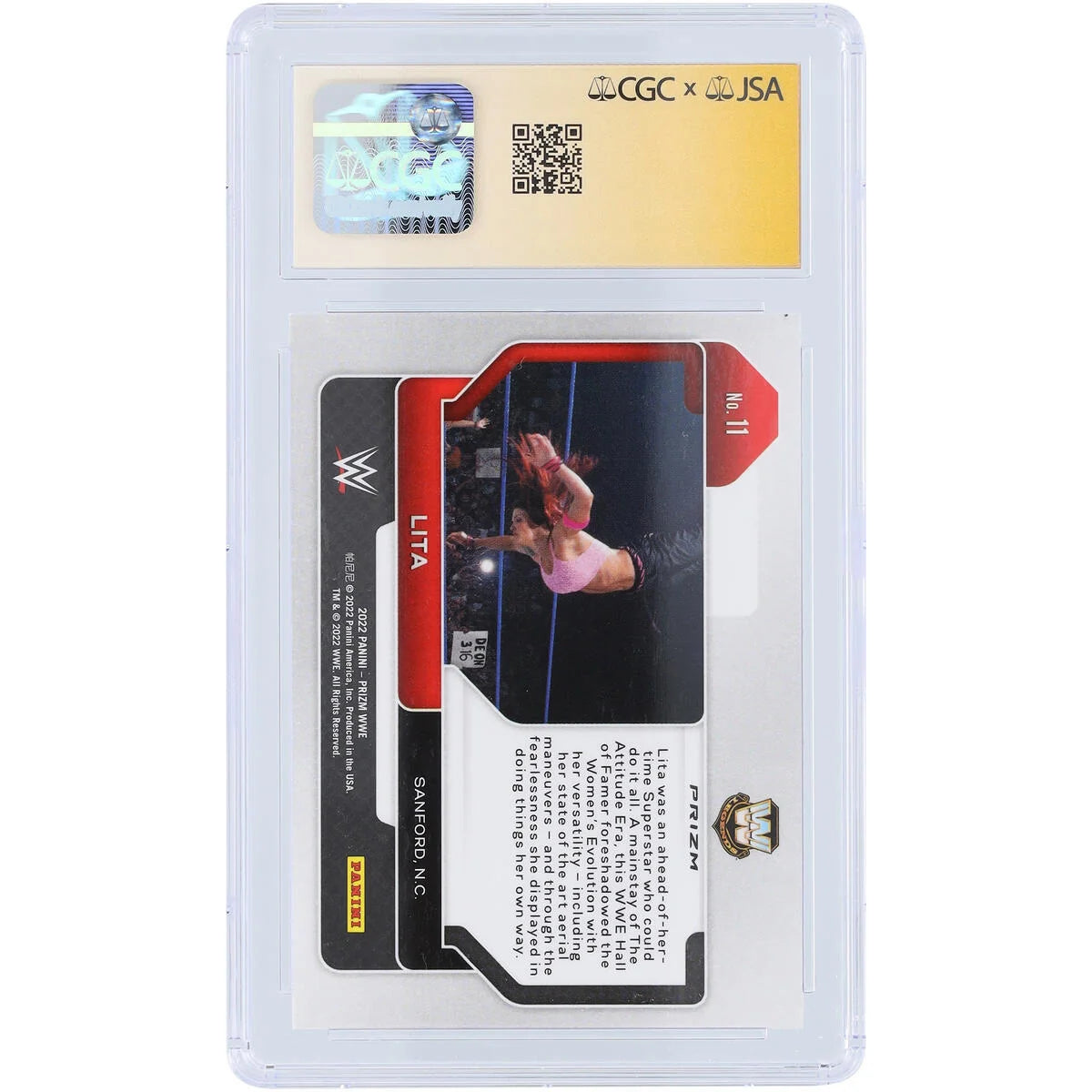 Lita Signed 2022 Panini Prizm Green Prizm #11 | CGC 9