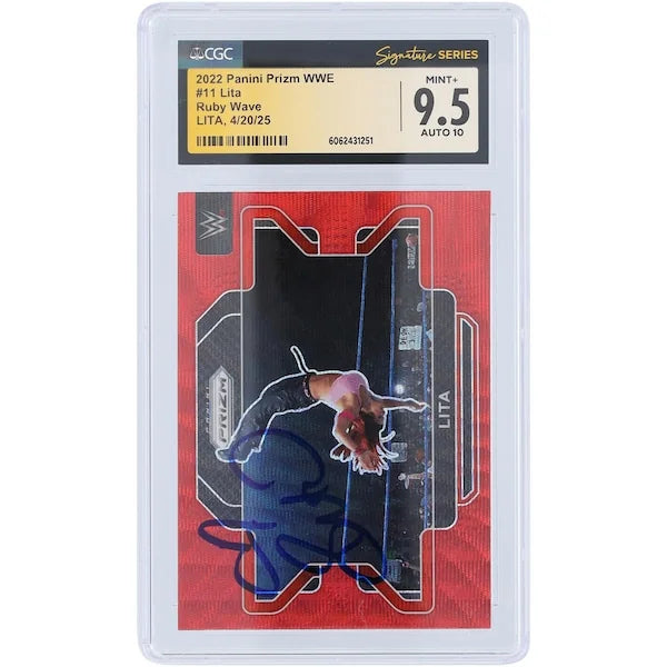 Lita Signed 2022 Panini Prizm Ruby Wave #11 | CGC 9.5