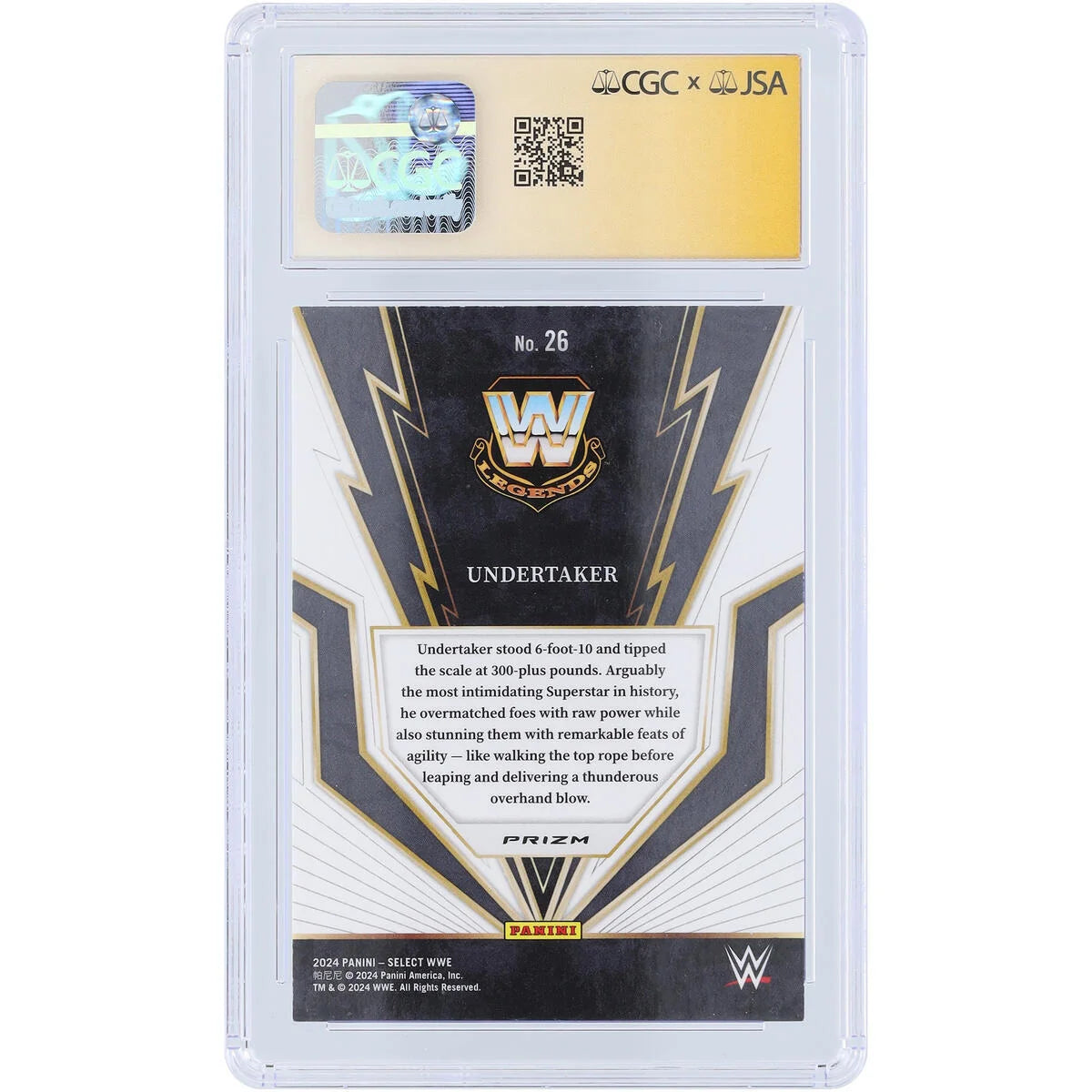 The Undertaker Signed 2024 Panini Select Turbo Charged Purple Ink #26 | CGC 9.5