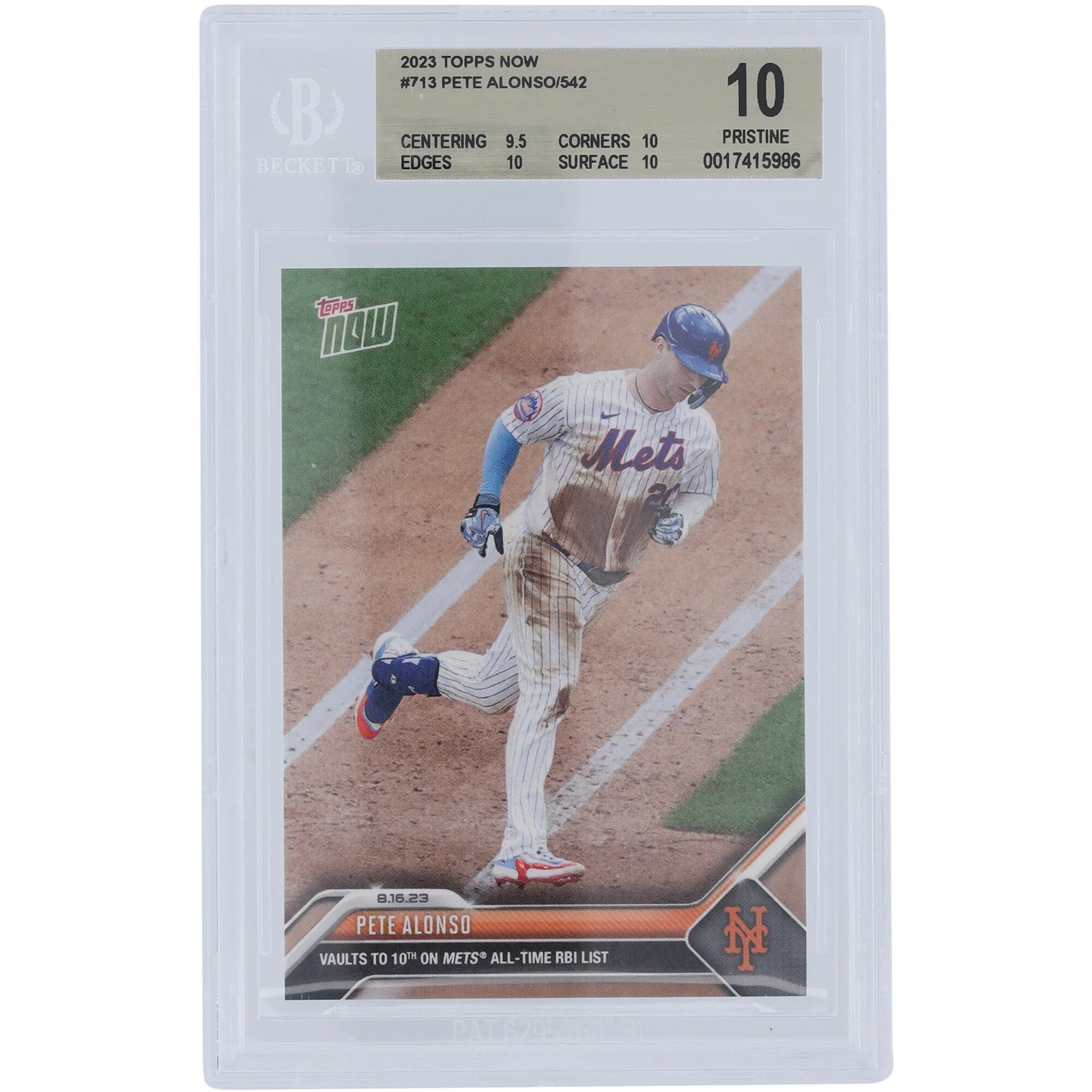 Pete Alonso 2023 Topps Now 10th All-Time Mets RBI #713 | BGS 10
