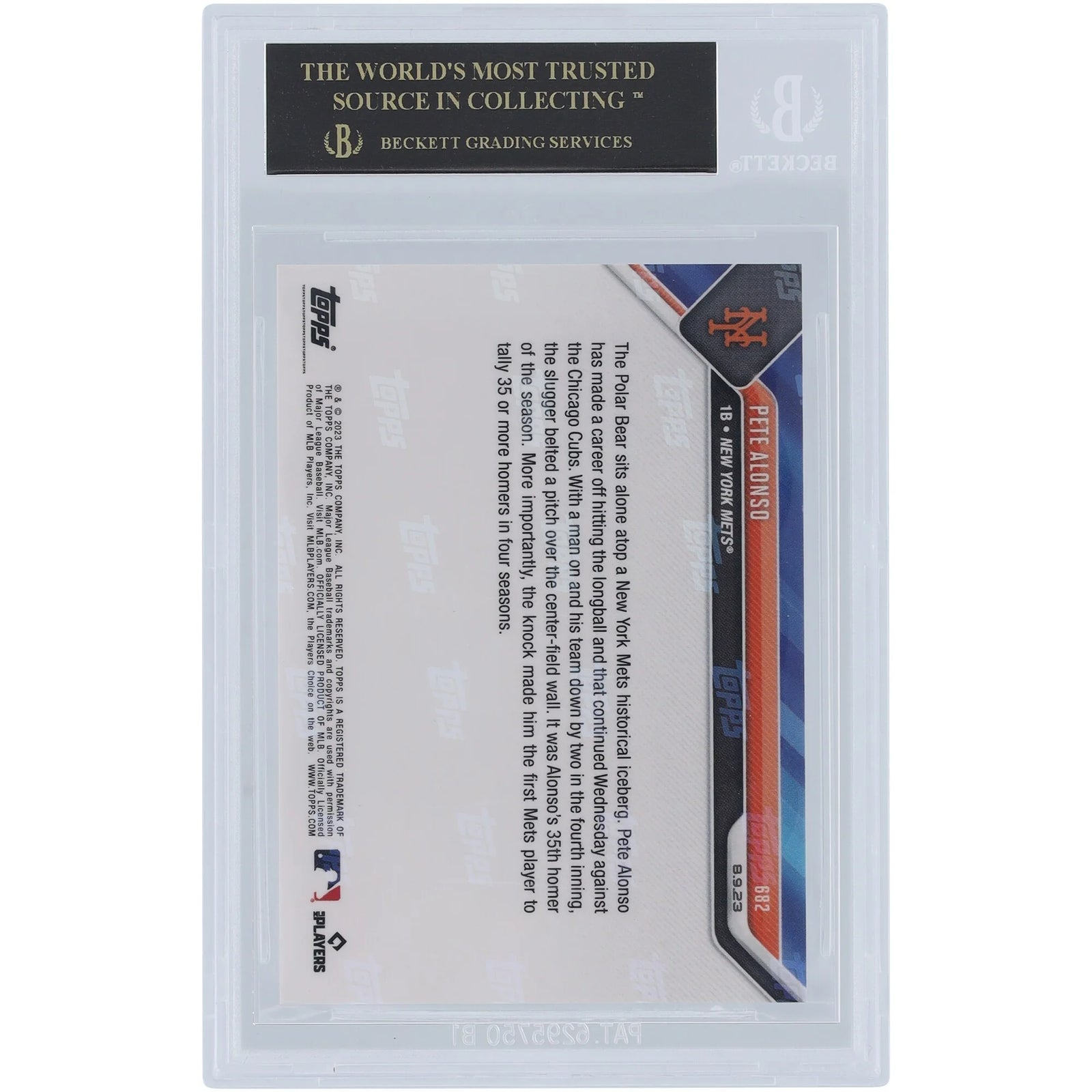 Pete Alonso 2023 Topps Now #682 Black Label | BGS 10 Graded