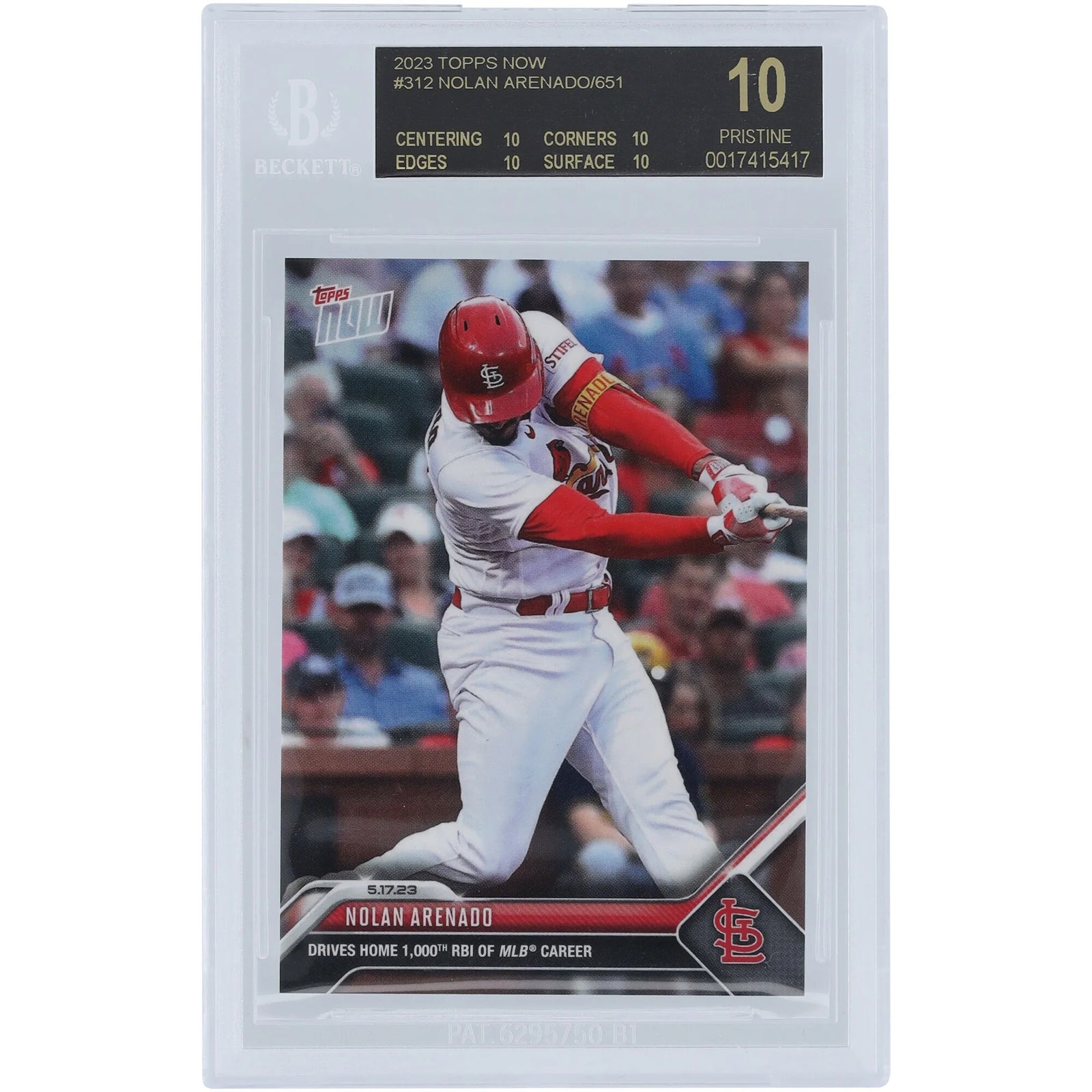 Nolan Arenado 2023 Topps Now 1,000 RBI Black Label #312 | BGS 10