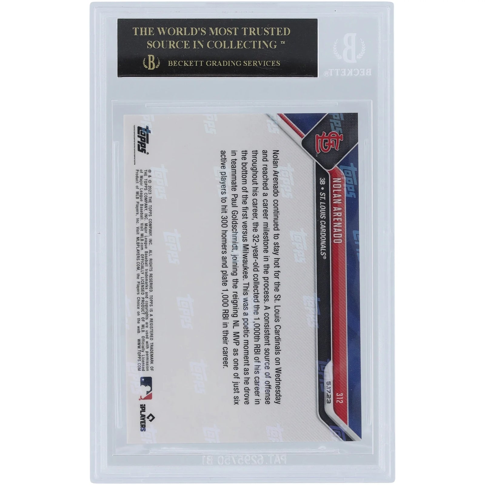 Nolan Arenado 2023 Topps Now 1,000 RBI Black Label #312 | BGS 10
