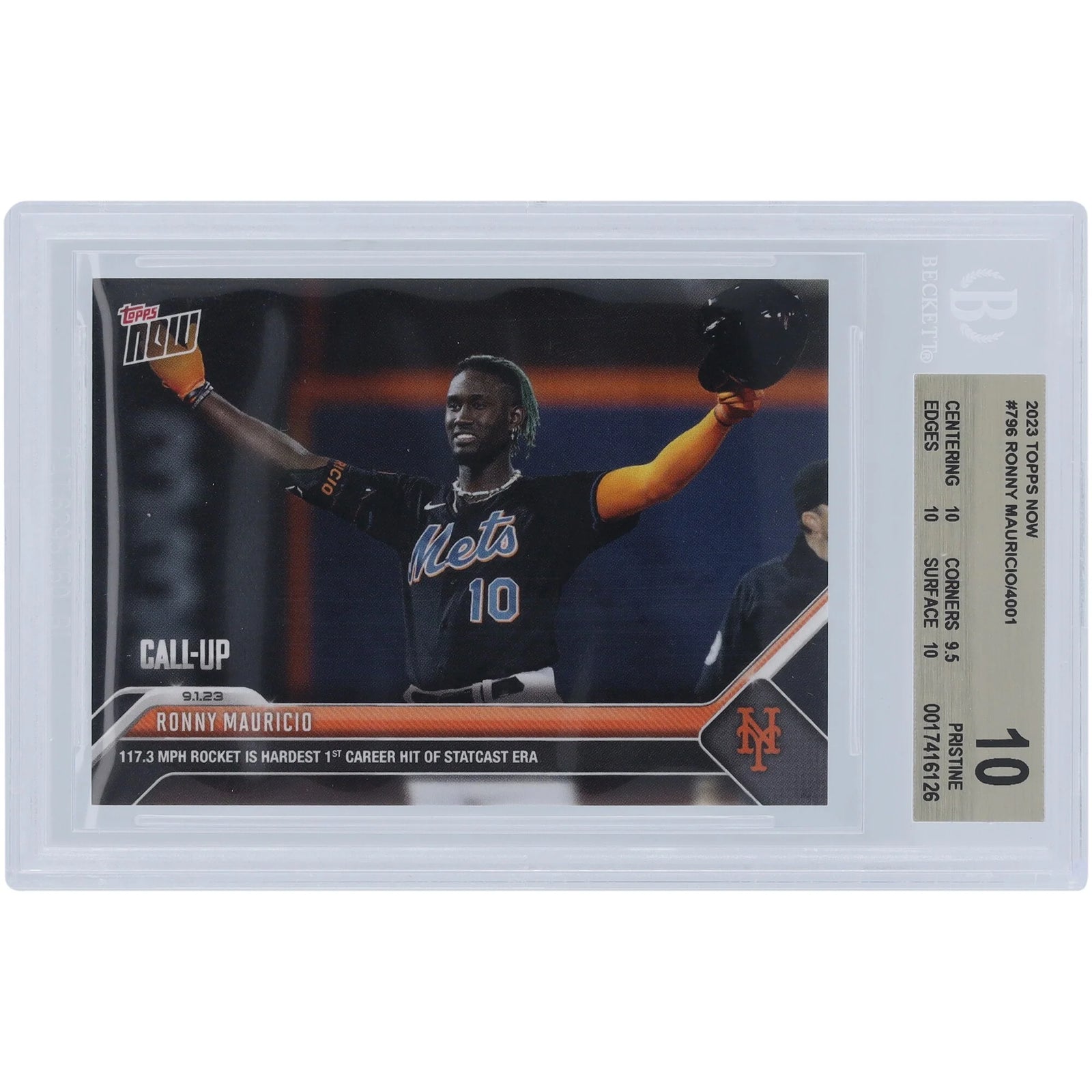 Ronny Mauricio Signed 2023 Topps Now Call-Up Hit #796 | BGS 10
