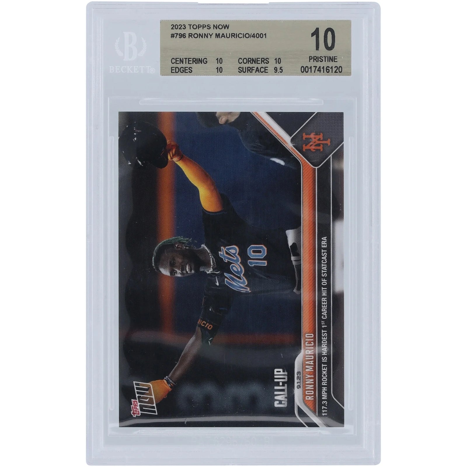 Ronny Mauricio 2023 Topps Now Call-Up Hit #796 Card | BGS 10