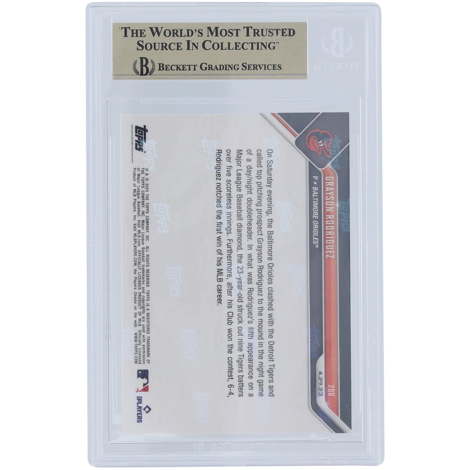 Grayson Rodriguez 2023 Topps Now Rookie #200 Card | BGS 9.5