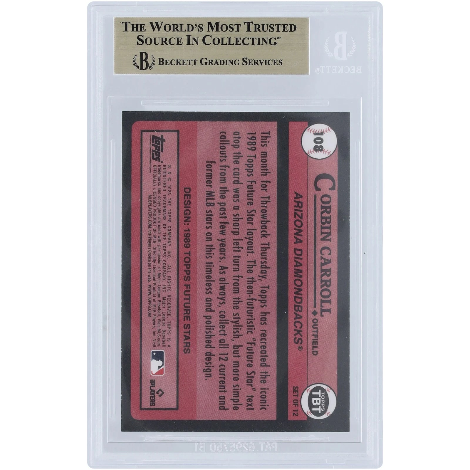 Corbin Carroll Signed 2023 Topps Throwback Thursdays Rookie #108 Card | BGS 9.5