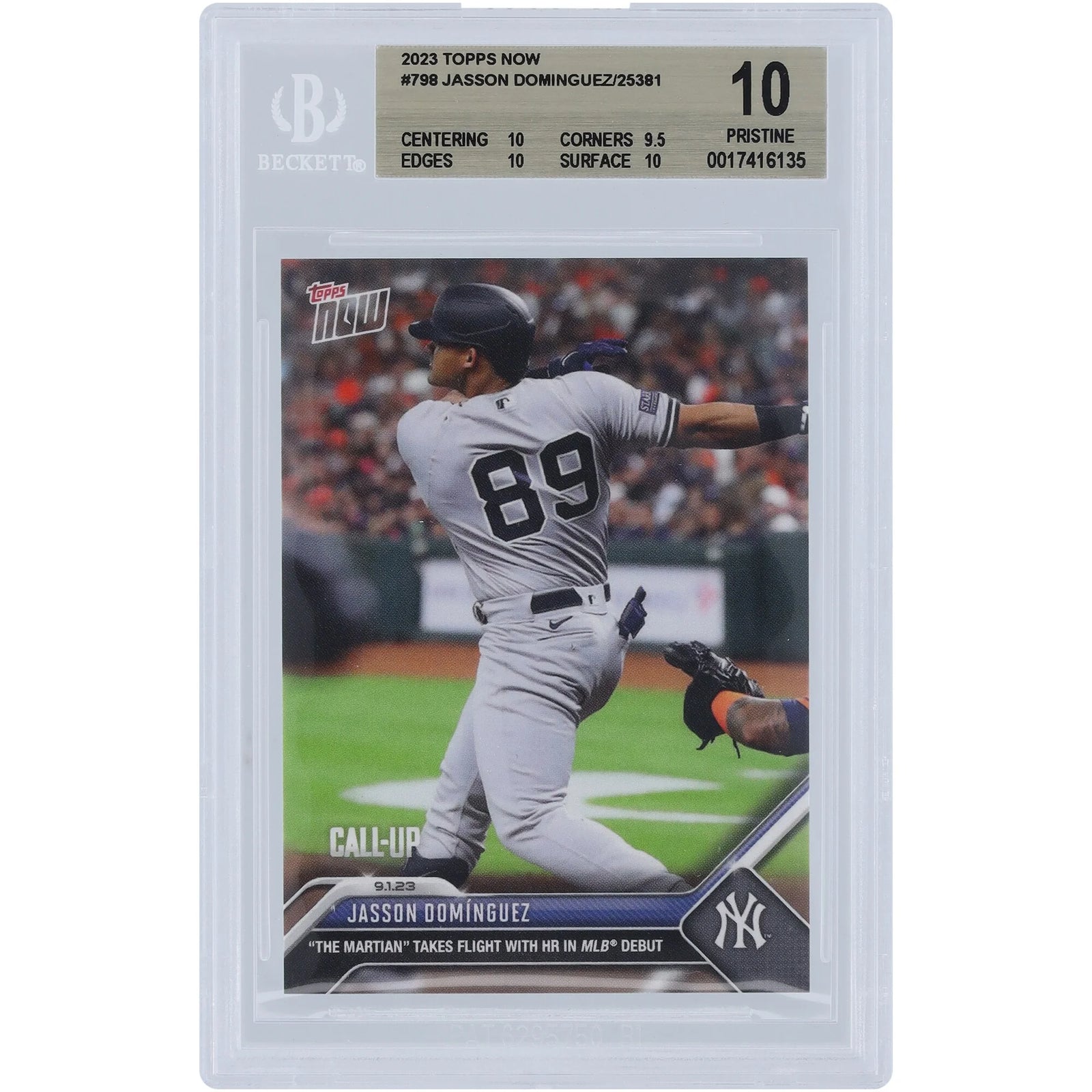 Jasson Dominguez Signed 2023 Topps Now #798 Rookie Card | BGS 10