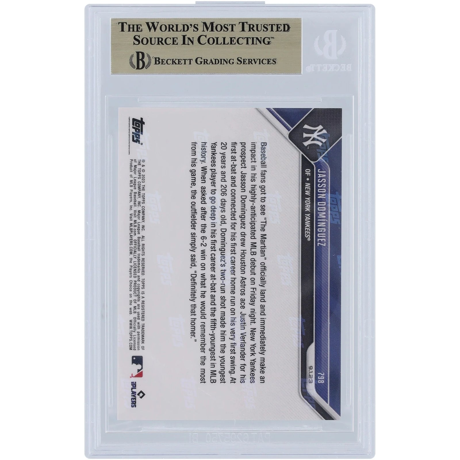 Jasson Dominguez Signed 2023 Topps Now #798 Rookie Card | BGS 10