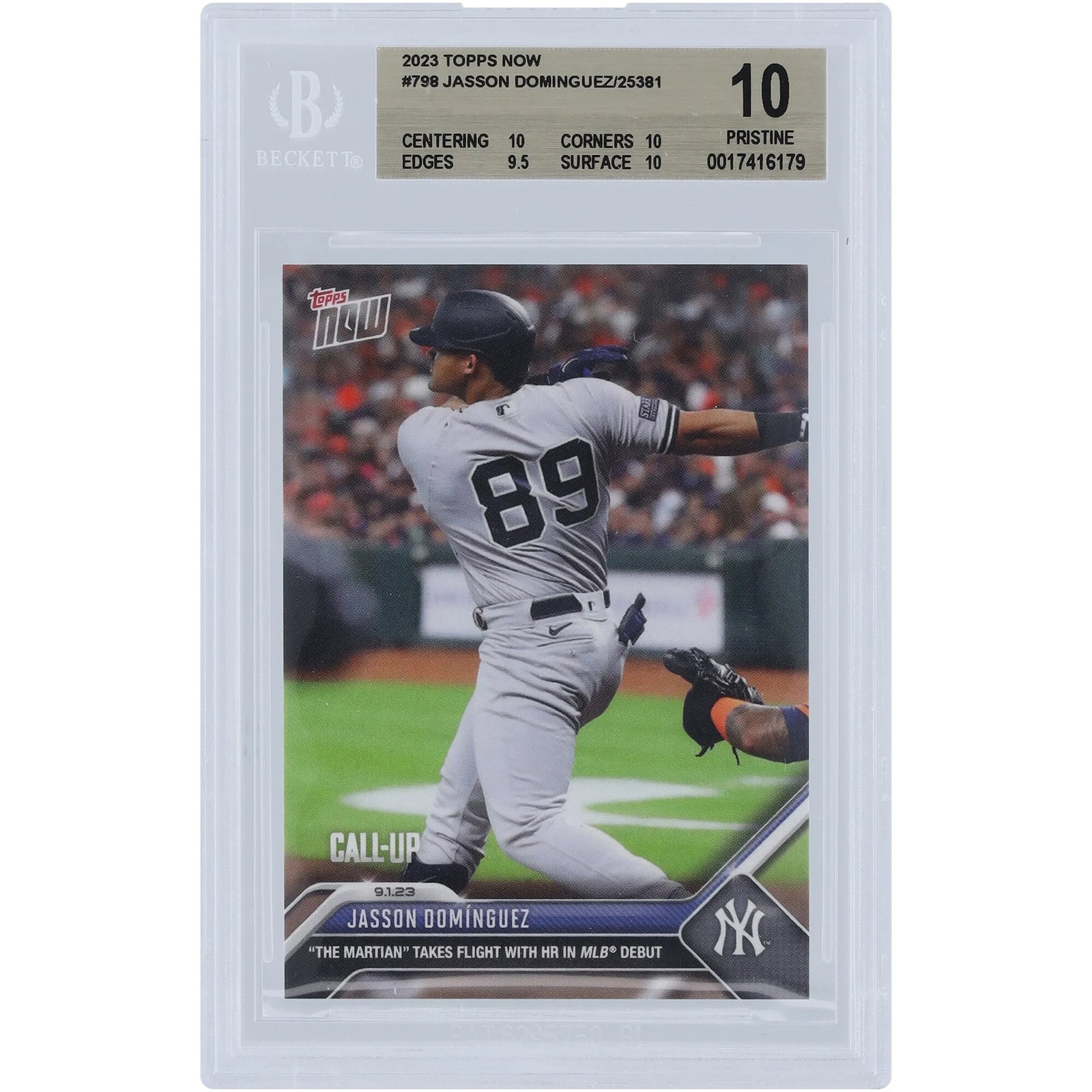 Jasson Dominguez 2023 Topps Now #798 Rookie Card | BGS 10