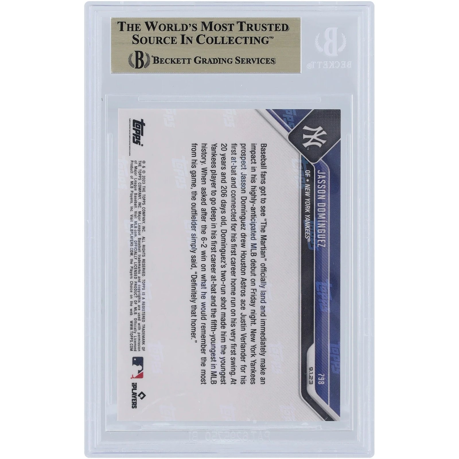 Jasson Dominguez 2023 Topps Now #798 Rookie Card | BGS 10