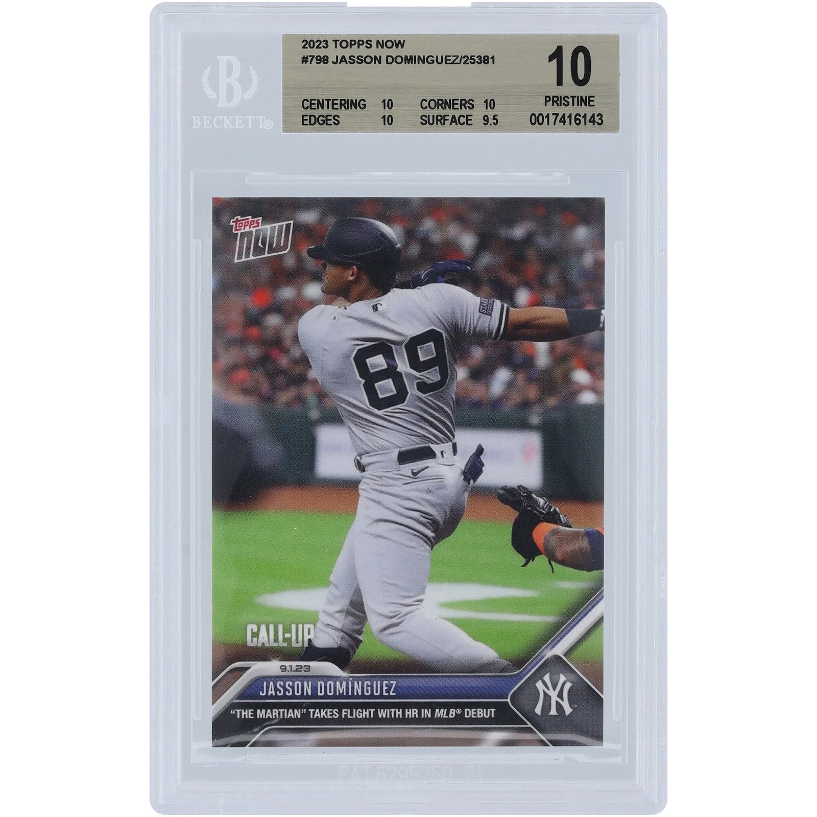Jasson Dominguez 2023 Topps Now HR MLB Debut #798 Rookie Card | BGS 10
