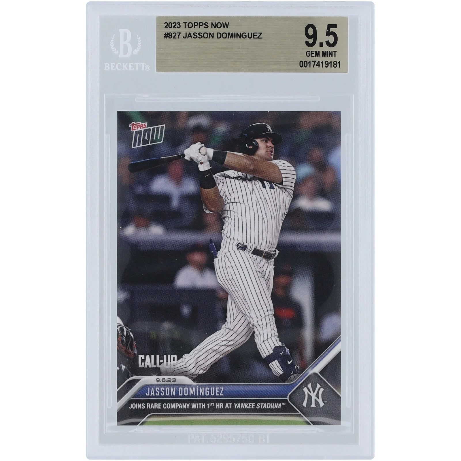 Jasson Dominguez 2023 Topps Now 1st HR at Yankee Stadium #827 | BGS 9.5