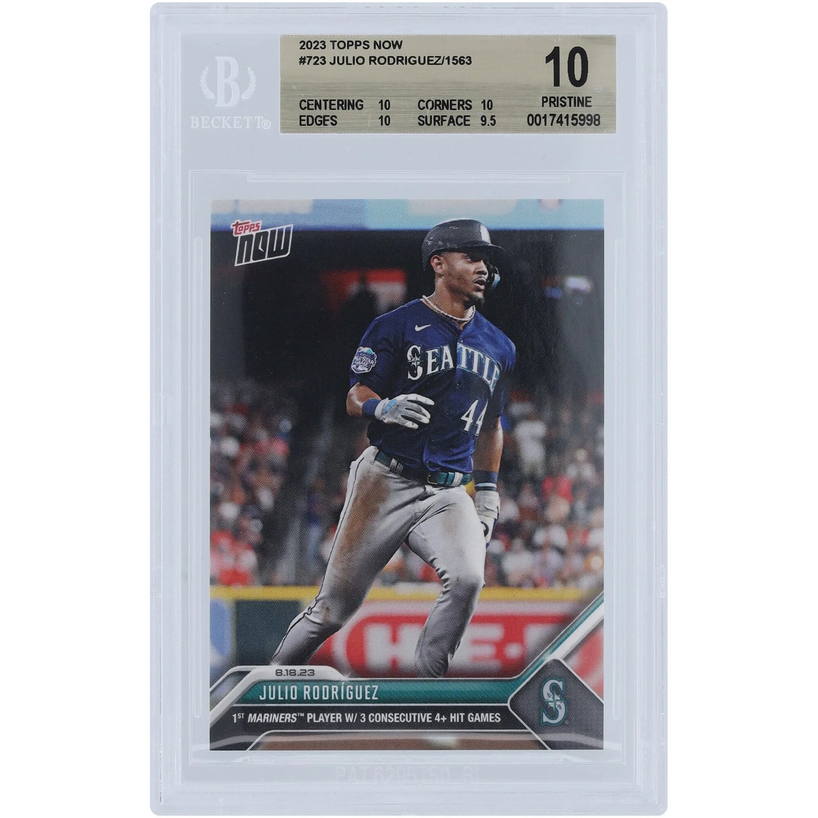 Julio Rodriguez 2023 Topps Now #723 Card | BGS 10 Graded