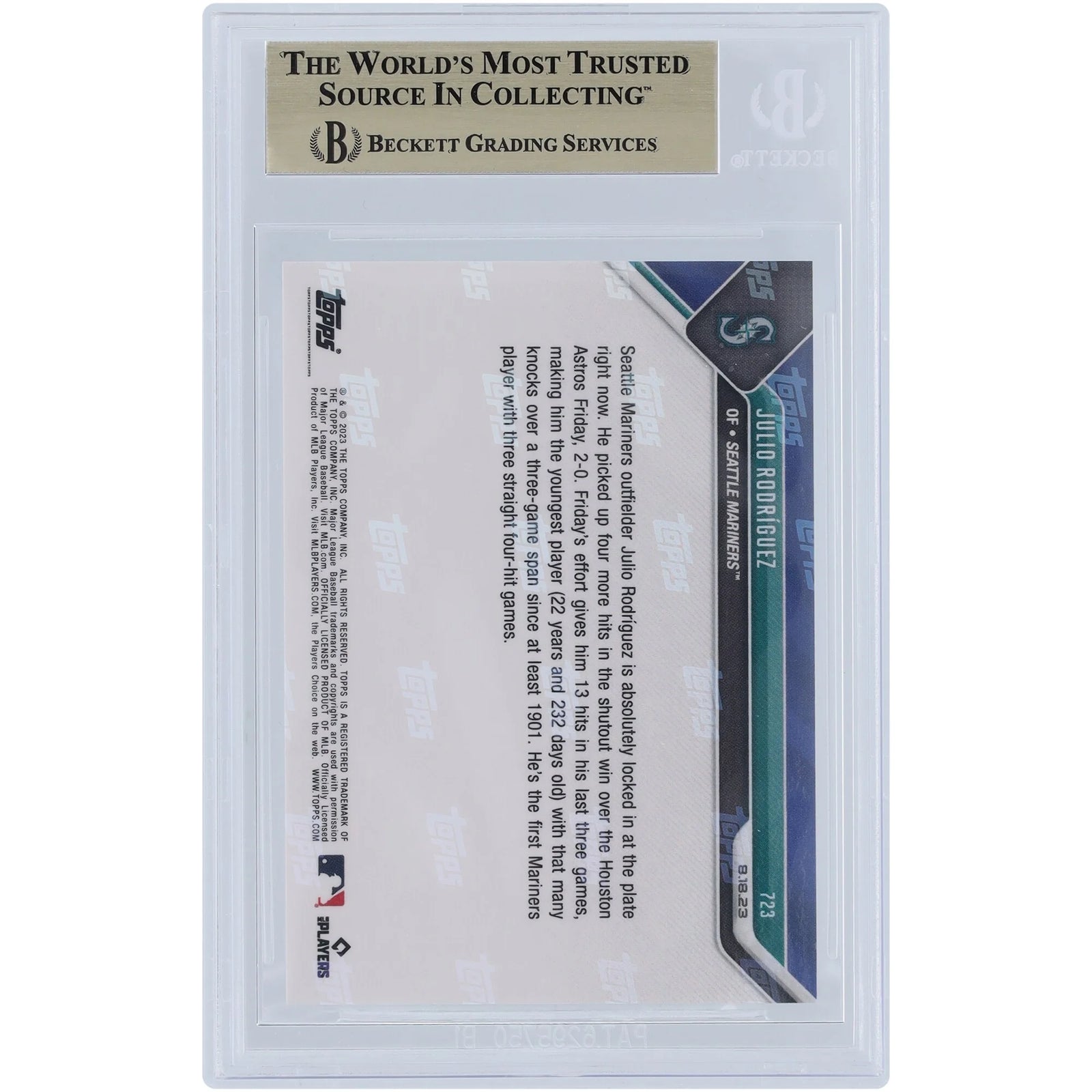 Julio Rodriguez 2023 Topps Now #723 Card | BGS 10 Graded