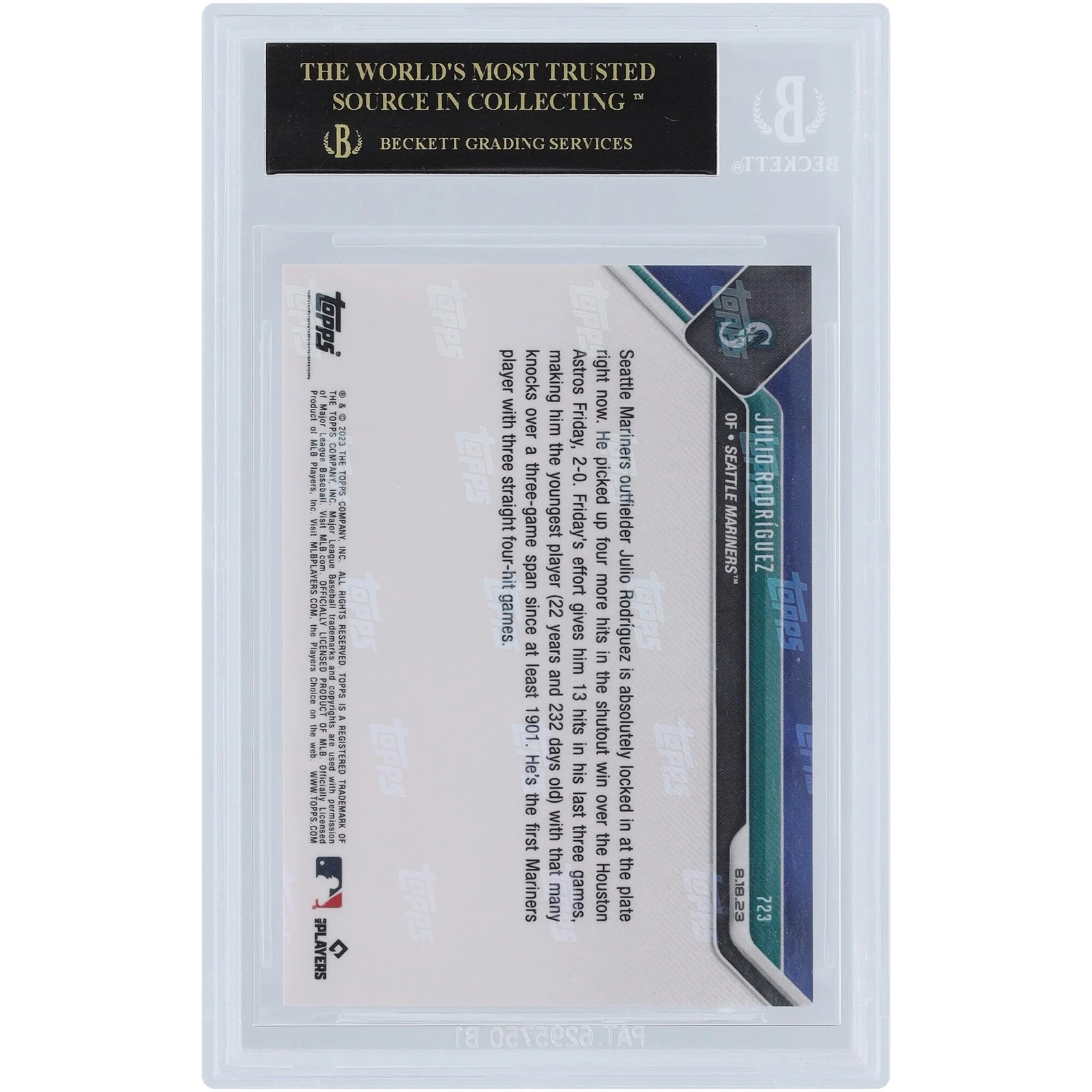 Julio Rodriguez 2023 Topps Now Black Label #723 | BGS Gem Mint 10
