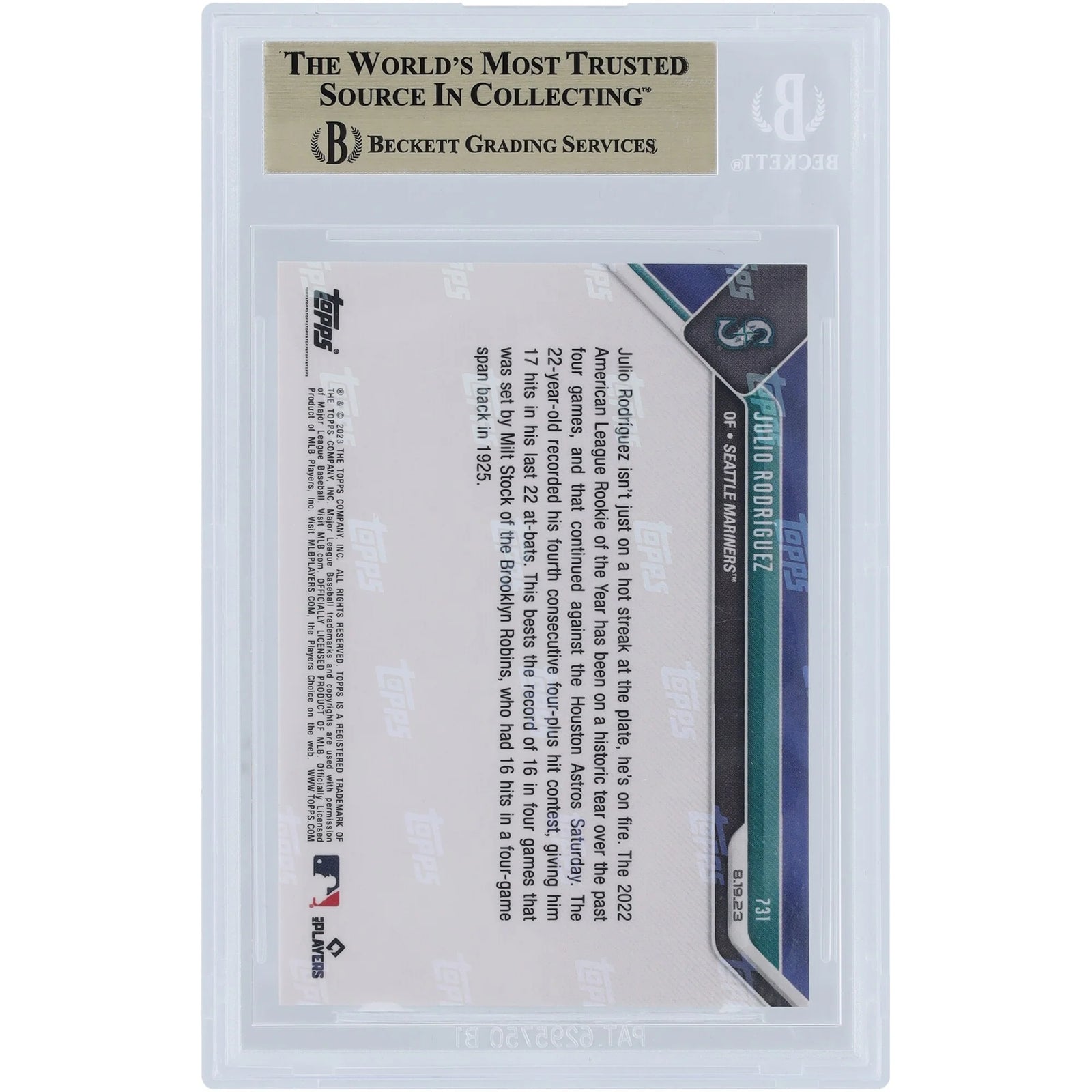 Julio Rodriguez 2023 Topps Now # 1900 731 731 Card | BGS 9.5 Gem Mint