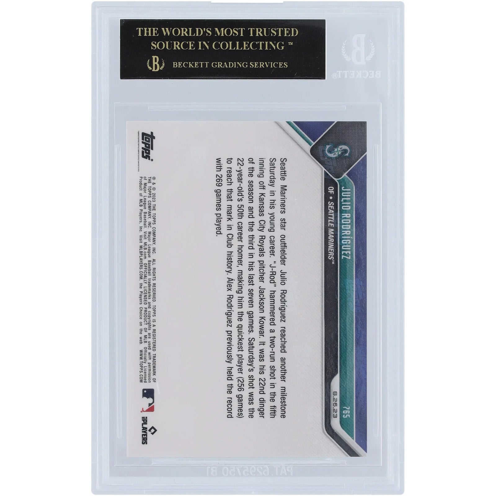 Julio Rodriguez 2023 Topps Now 50 Home Runs #765 Card | BGS 10 Black Label