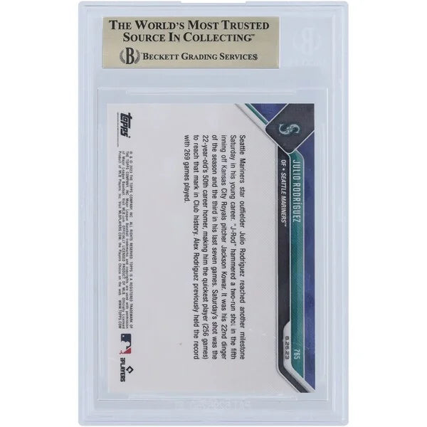 Julio Rodriguez 2023 Topps Now #765 50 HR Milestone | BGS 10