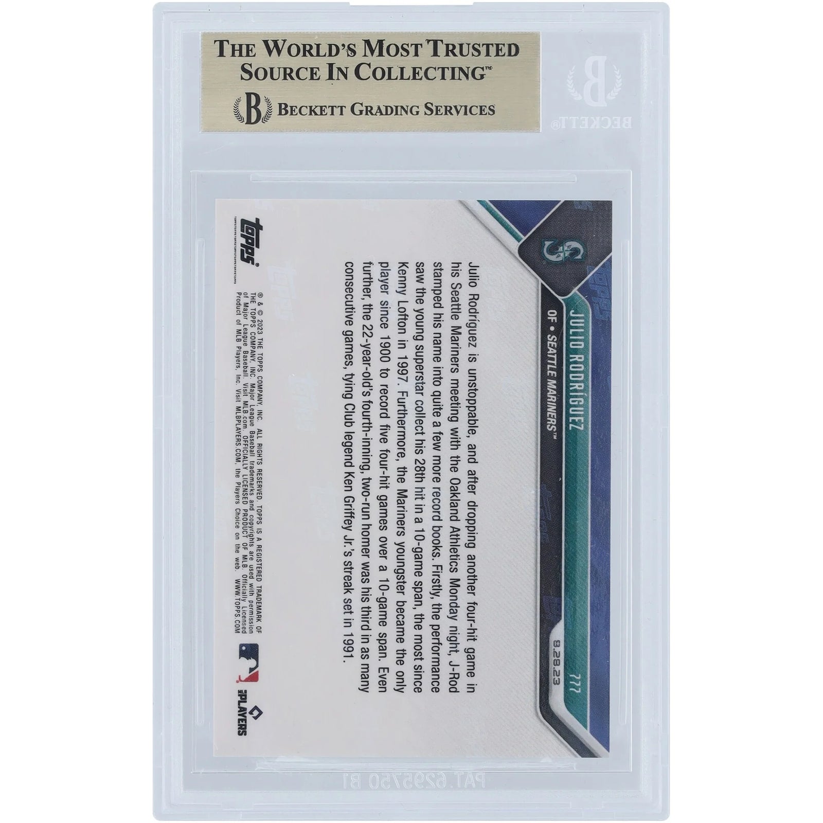 Julio Rodriguez 2023 Topps Now # 1997 777 777 Card | BGS 9.5
