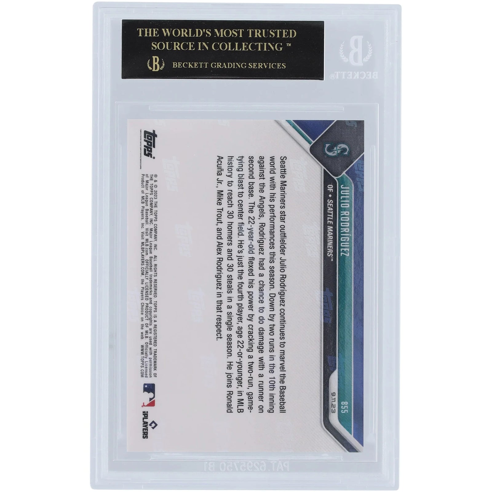 Julio Rodriguez 2023 Topps Now Black Label #855 | BGS 10 Perfect Grade