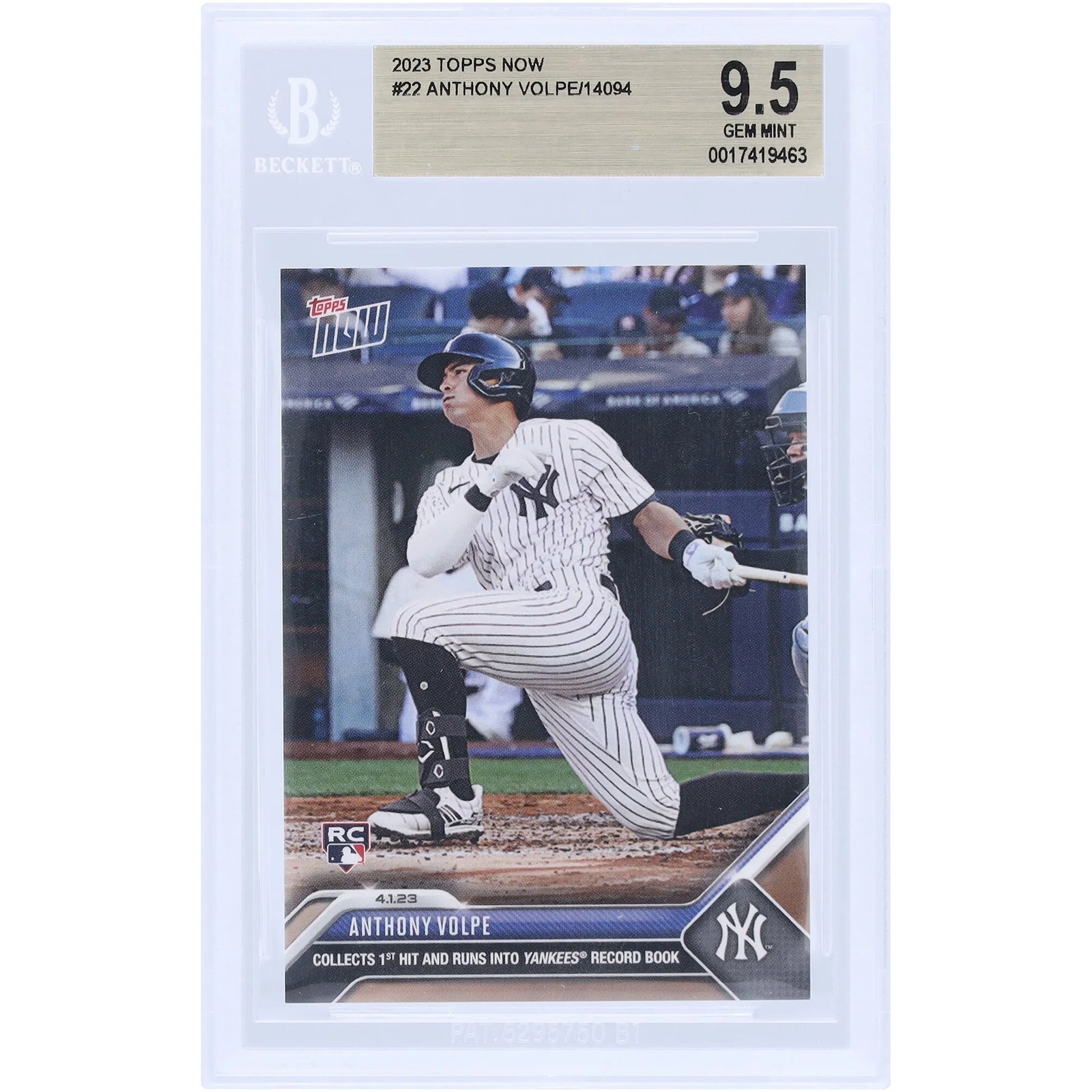 Anthony Volpe 2023 Topps Now Rookie #22 Card | BGS 9.5