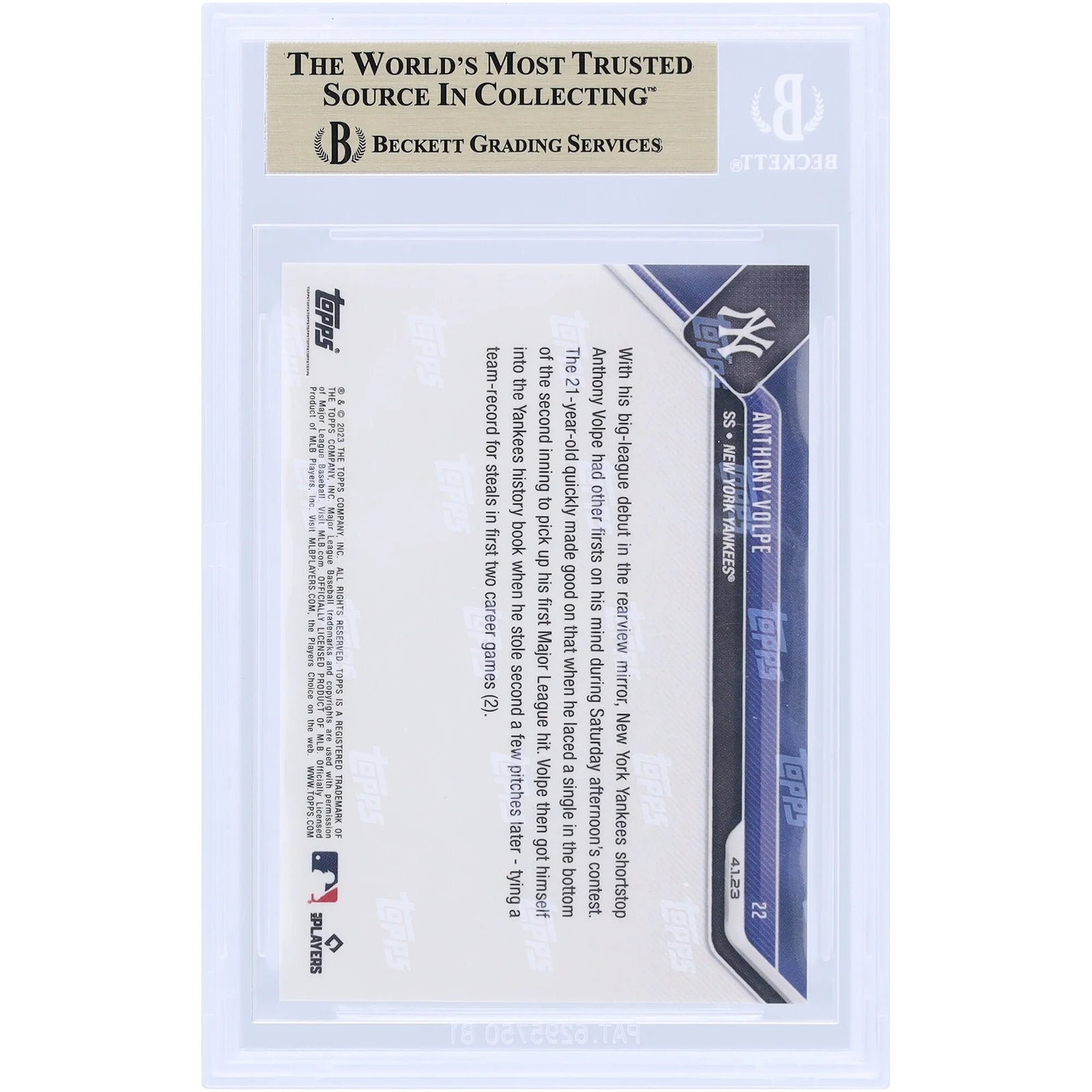 Anthony Volpe 2023 Topps Now Rookie #22 Card | BGS 9.5