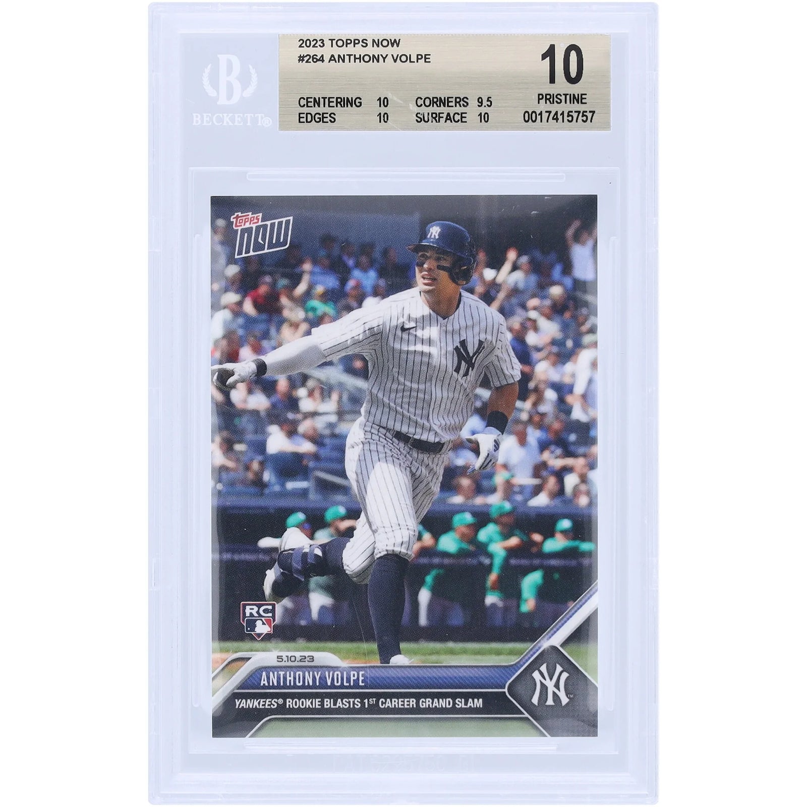 Anthony Volpe 2023 Topps Now Yankees Rookie Blast Grand Slam #264 | BGS 10