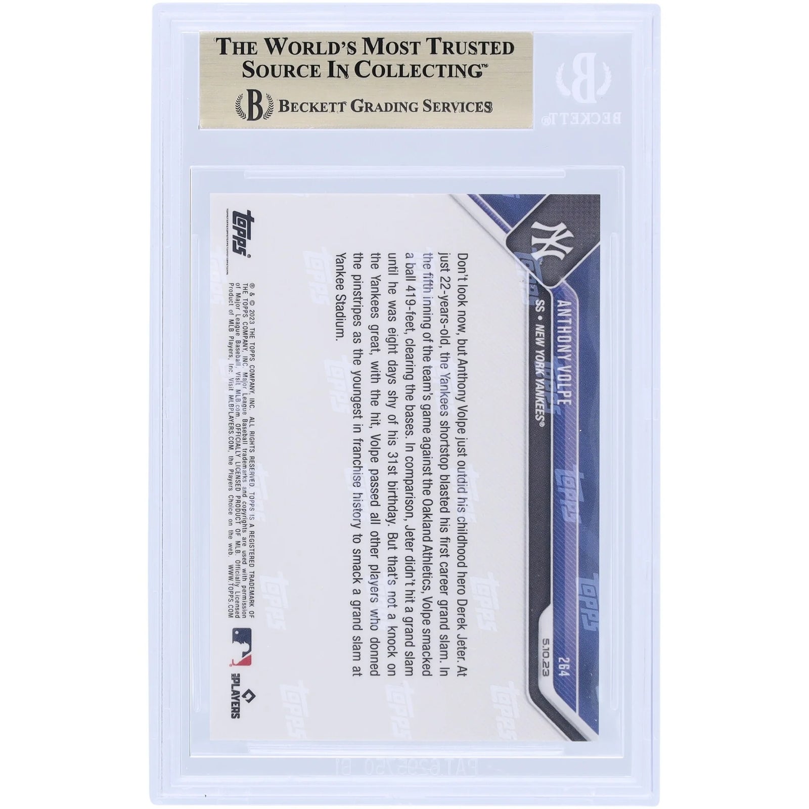 Anthony Volpe 2023 Topps Now Yankees Rookie Blast #264 | BGS 10